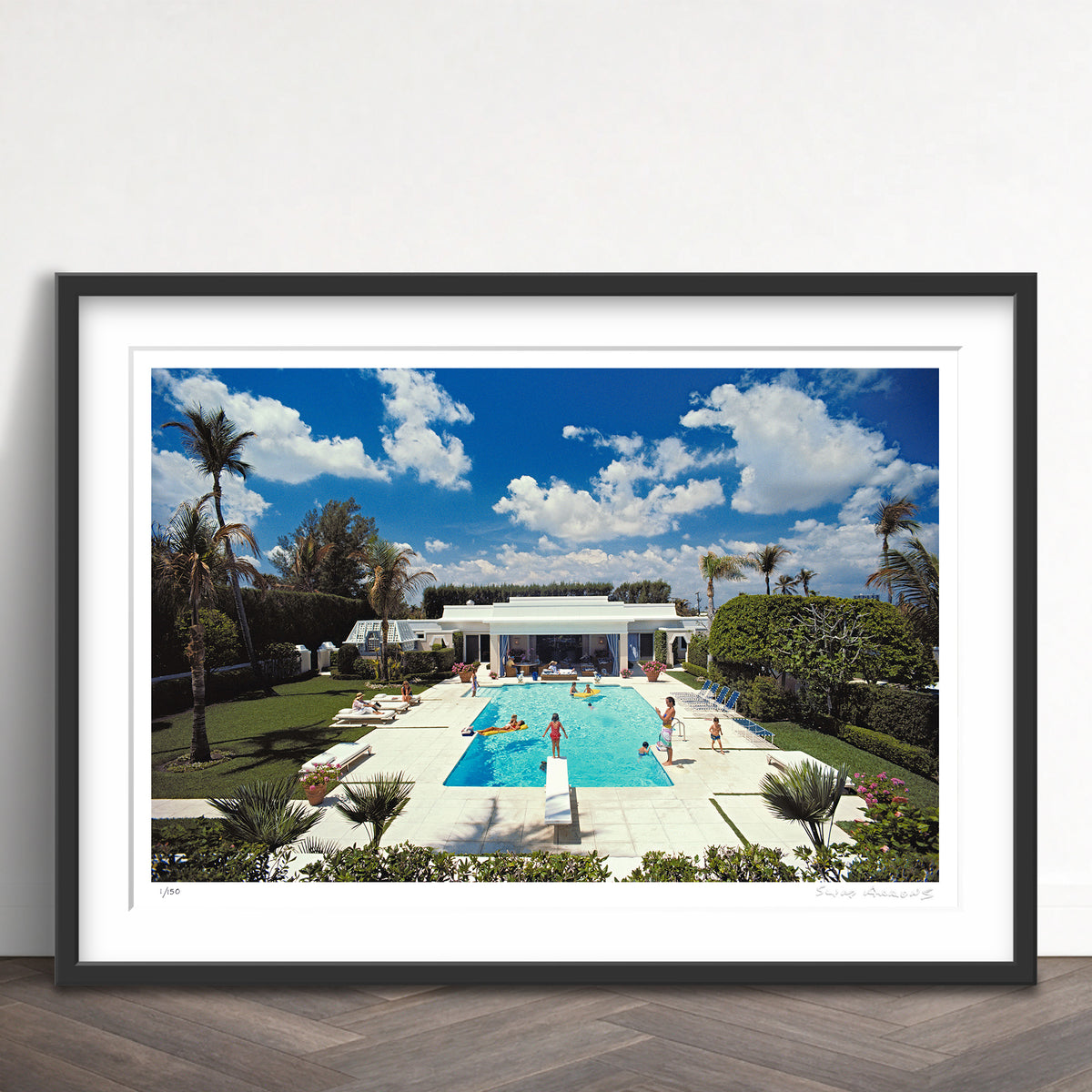 Slim Aarons Limited Edition Estate Stamped pool in palm beach limited edition 77442781 Framed