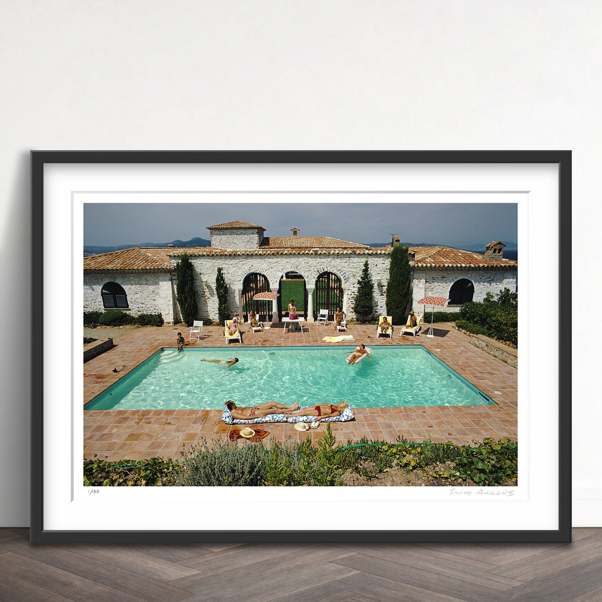 Slim Aarons Limited Edition Estate Stamped pool in st tropez limited edition 95738208 Framed