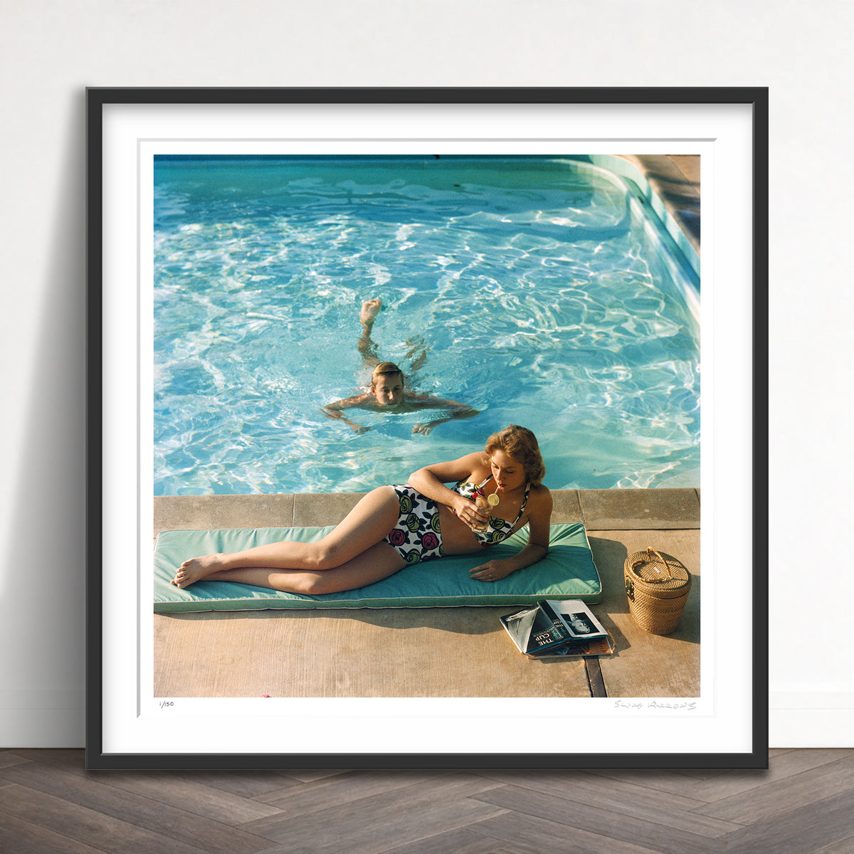 Slim Aarons Limited Edition Estate Stamped poolside at laguna beach limited edition 77442903 Framed