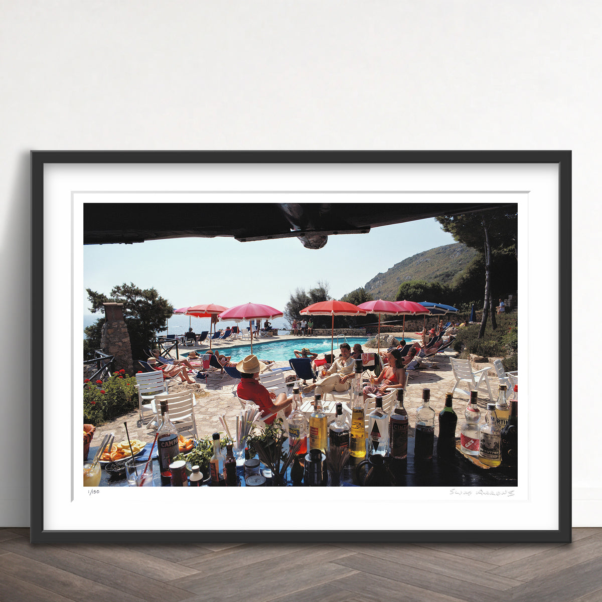 Slim Aarons Limited Edition Estate Stamped poolside bar limited edition 77443323 Framed
