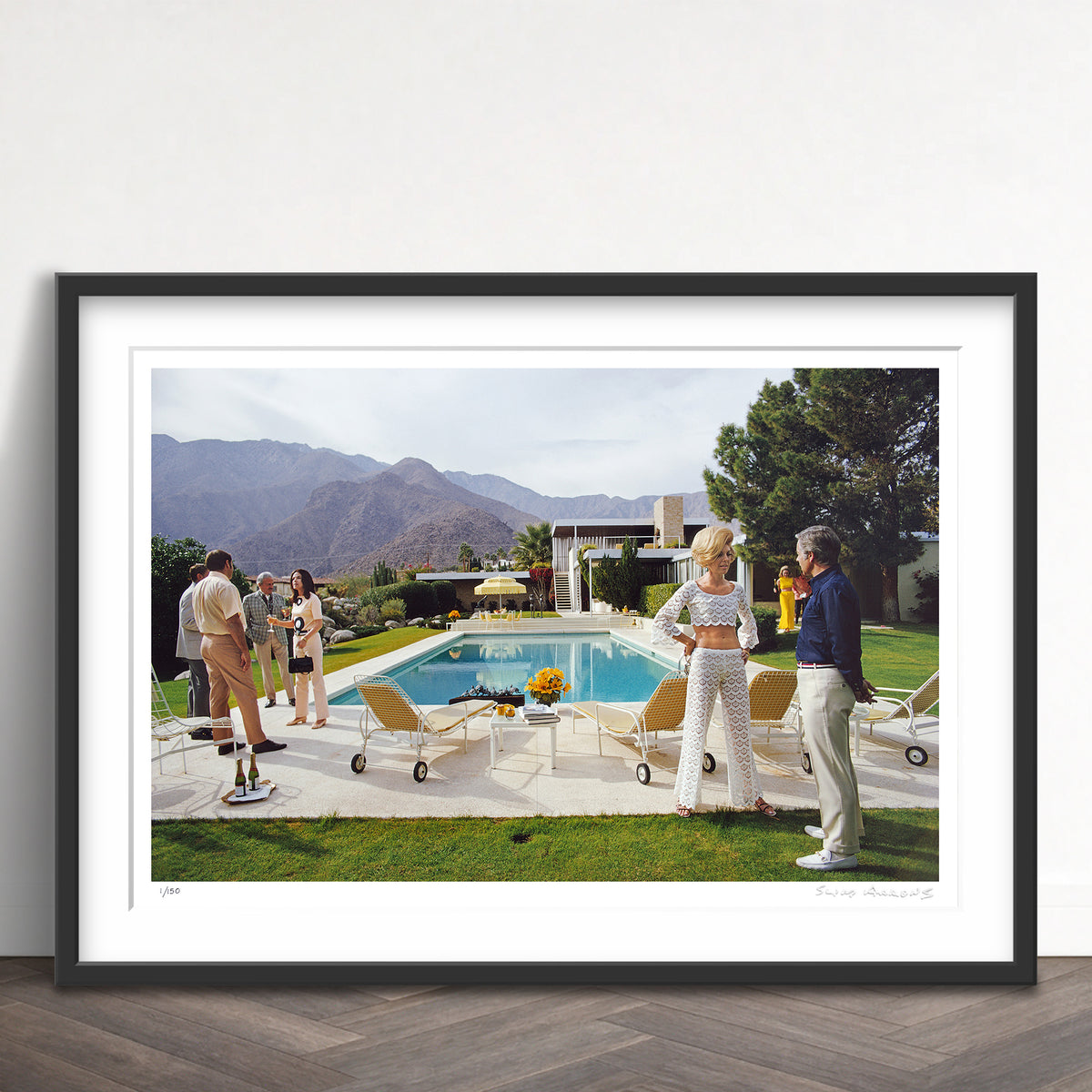 Slim Aarons Limited Edition Estate Stamped poolside conversation limited edition 77728384 Framed