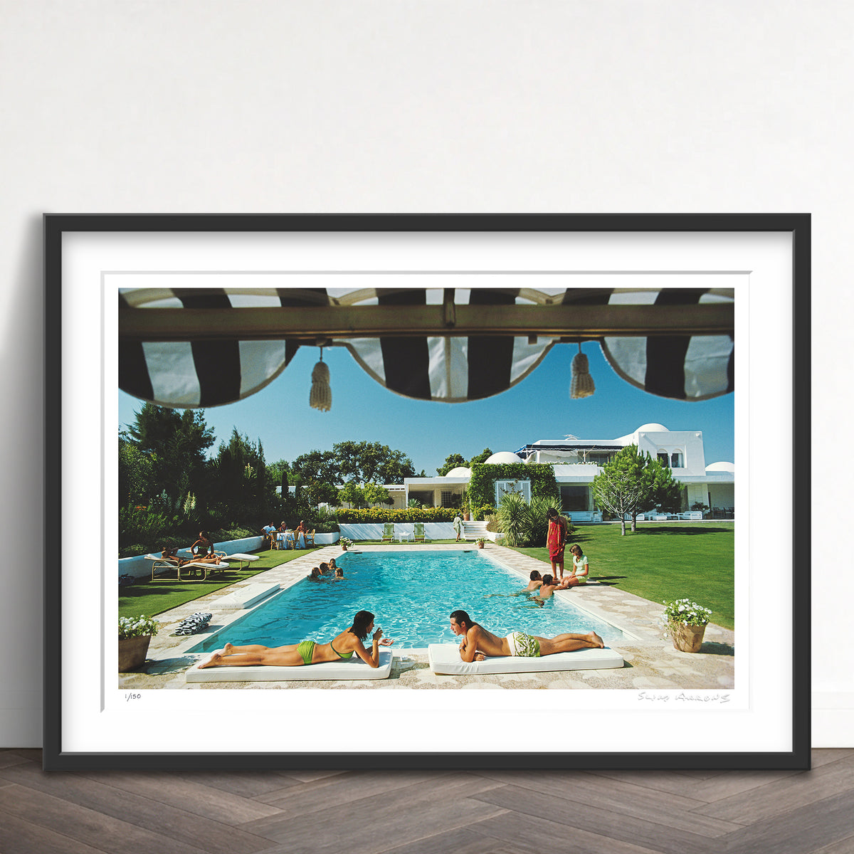 Slim Aarons Limited Edition Estate Stamped poolside in sotogrande limited edition 95738211 Framed