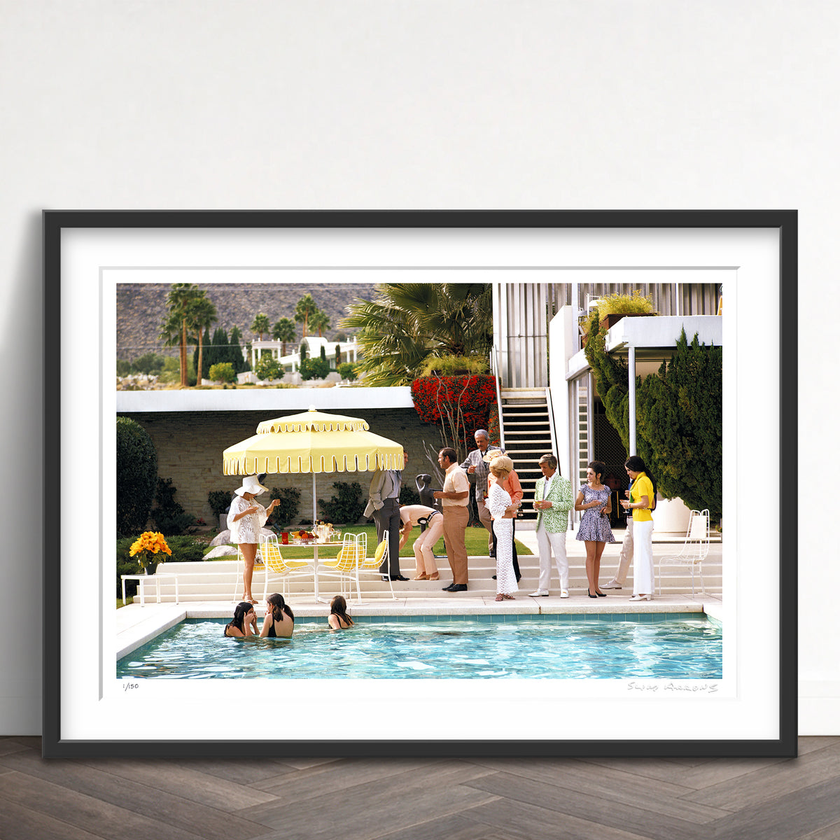 Slim Aarons Limited Edition Estate Stamped poolside party limited edition 52021113 Framed