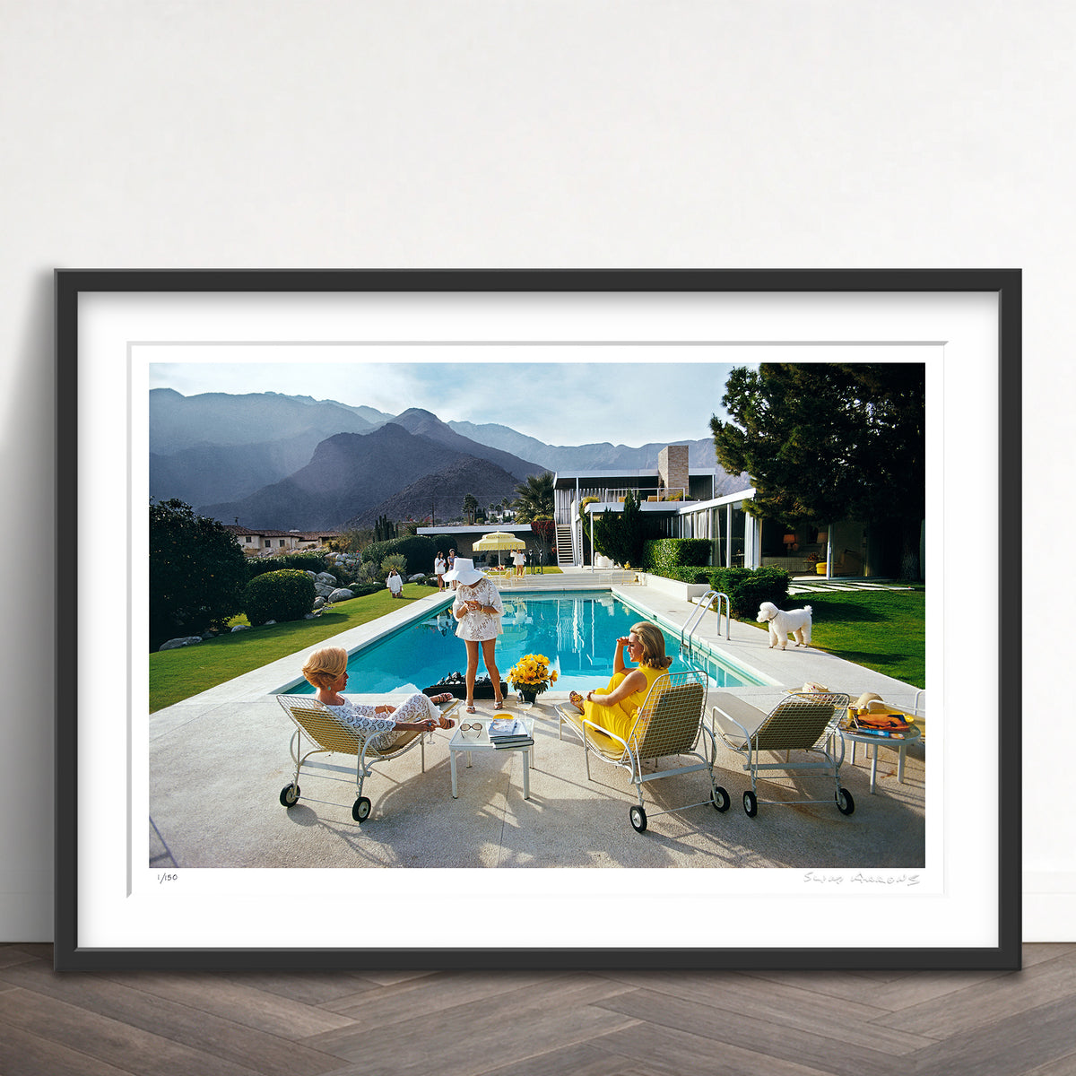 Slim Aarons Limited Edition Estate Stamped poolside poodle limited edition 604389837 Framed