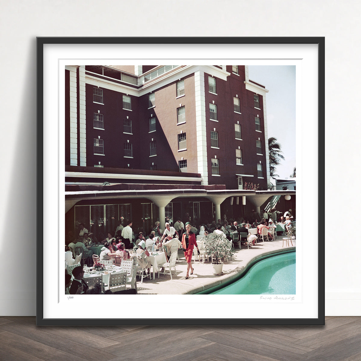 Slim Aarons Limited Edition Estate Stamped poolside promenade limited edition 605352843 Framed