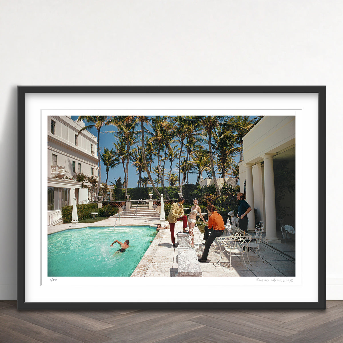 Slim Aarons Limited Edition Estate Stamped posing by the pool limited edition 605352287 Framed