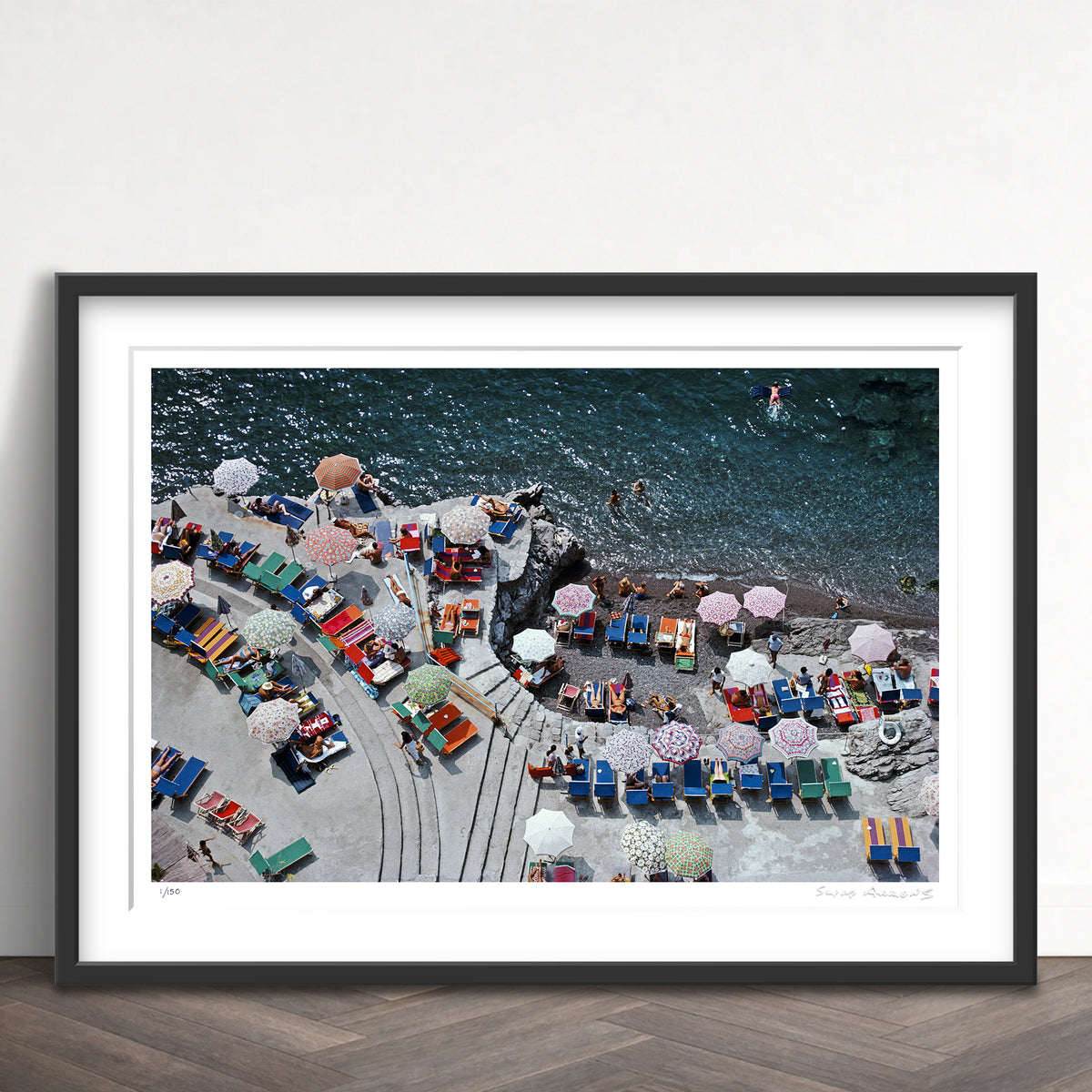 Slim Aarons Limited Edition Estate Stamped positano beach limited edition 745209365 Framed