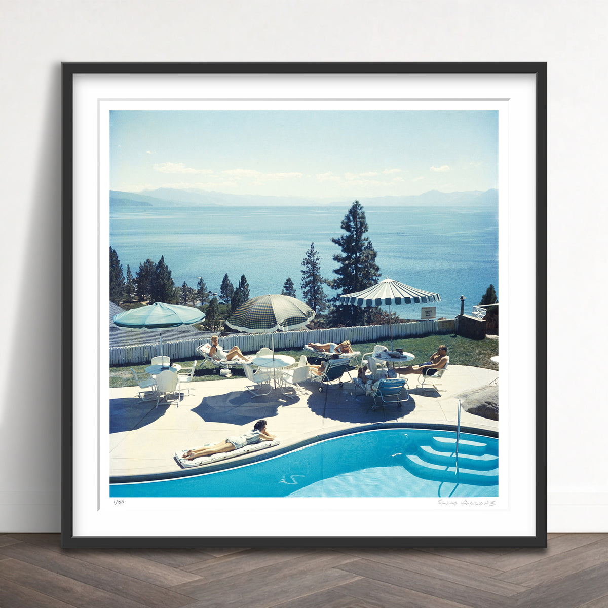 Slim Aarons Limited Edition Estate Stamped relaxing at lake tahoe limited edition 77442752 Framed