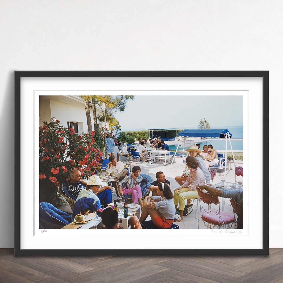 Slim Aarons Limited Edition Estate Stamped riviera crowd limited edition 475371103 Framed