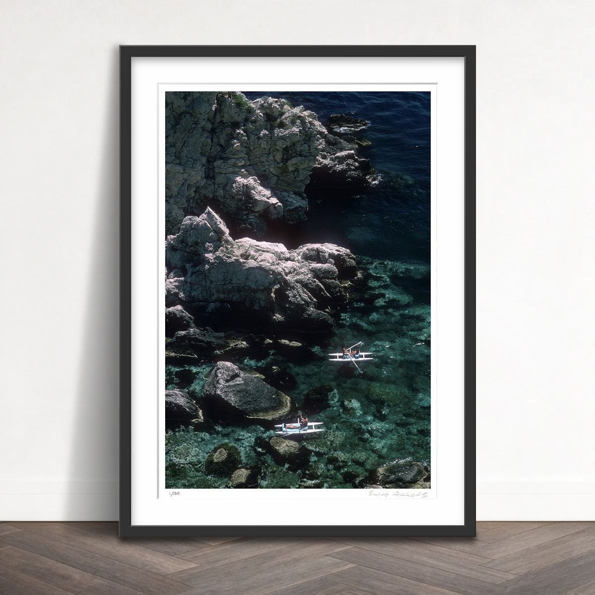 Slim Aarons Limited Edition Estate Stamped rowing off sicily limited edition 79885307 Framed