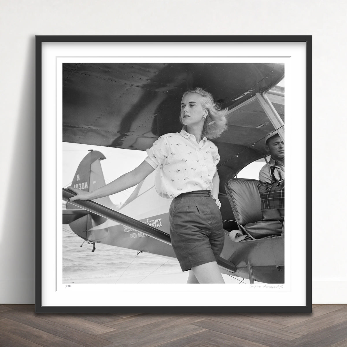 Slim Aarons Limited Edition Estate Stamped seaplane at palm beach limited edition 84990105 Framed