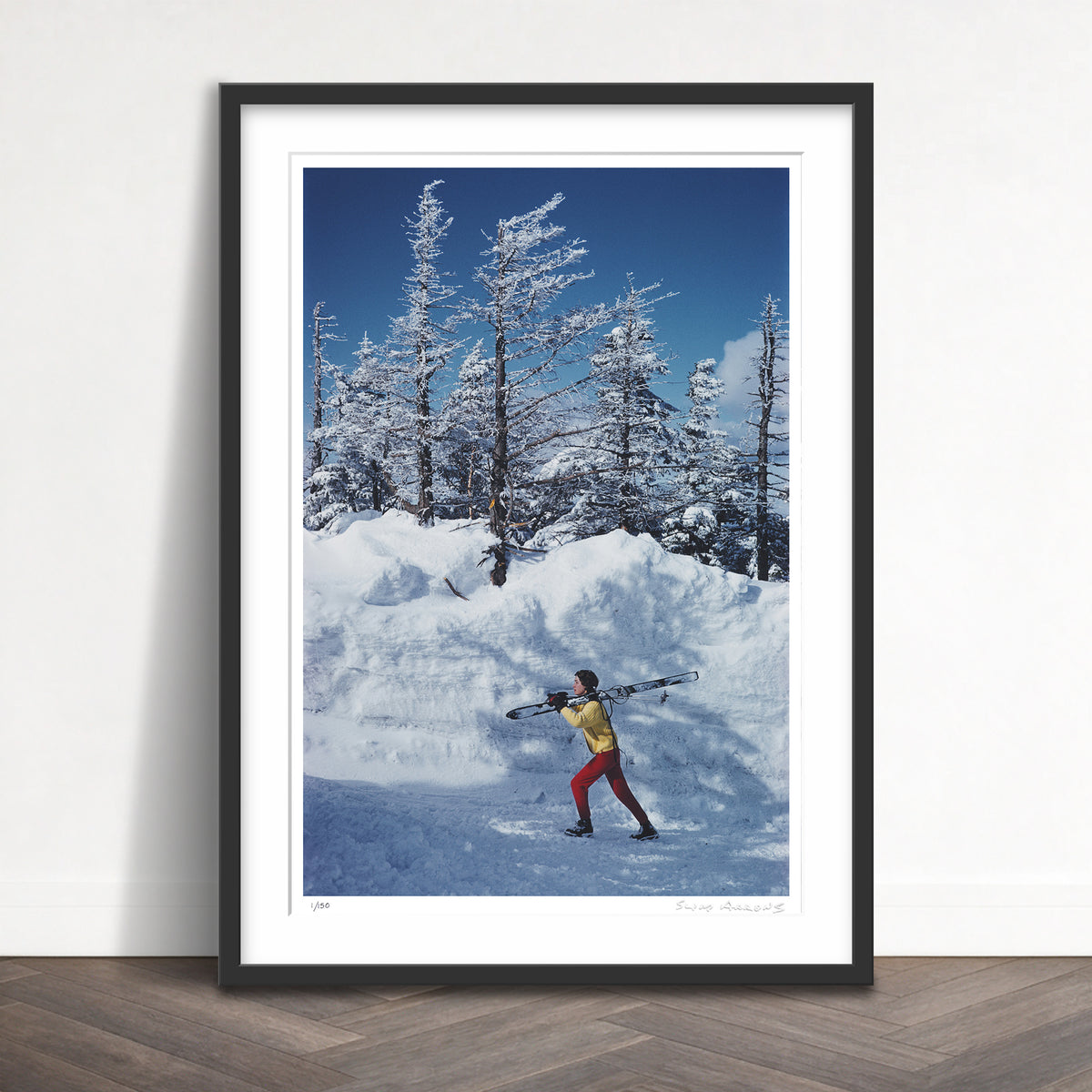 Slim Aarons Limited Edition Estate Stamped skier in vermont limited edition 95738196 Framed