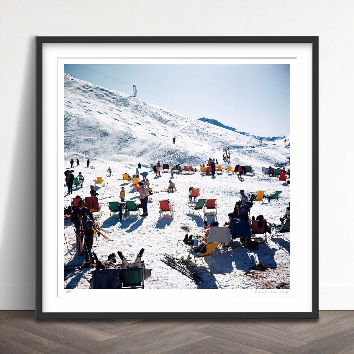 Slim Aarons Limited Edition Estate Stamped skiers at verbier limited edition 3438589 Framed