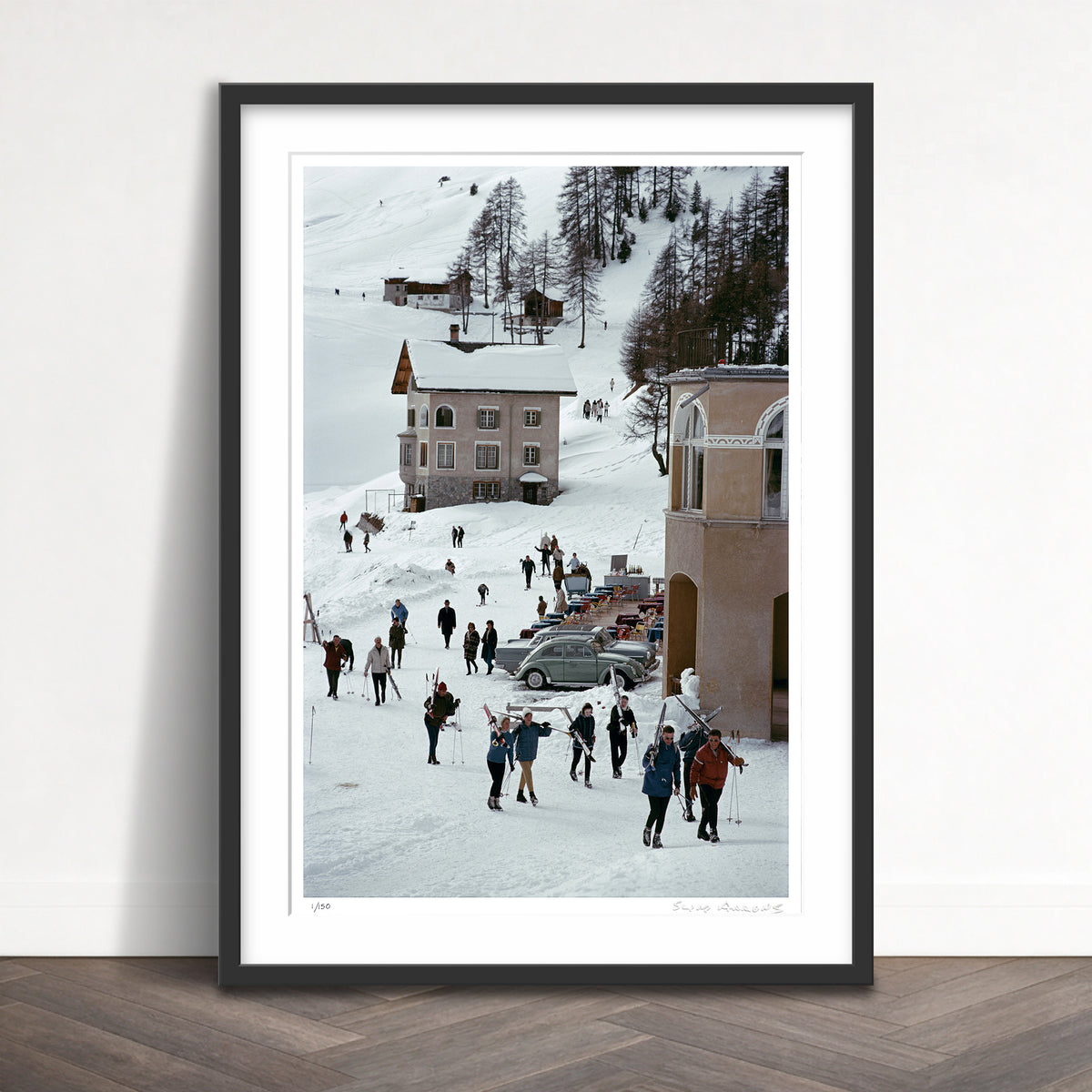 Slim Aarons Limited Edition Estate Stamped skiers in st moritz limited edition 135360209 Framed