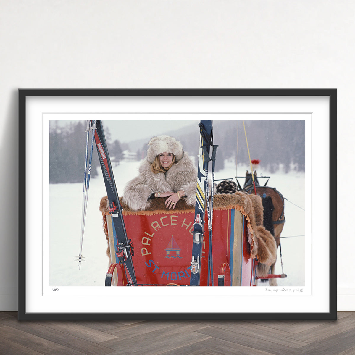 Slim Aarons Limited Edition Estate Stamped skiing in st moritz limited edition 674395677 Framed