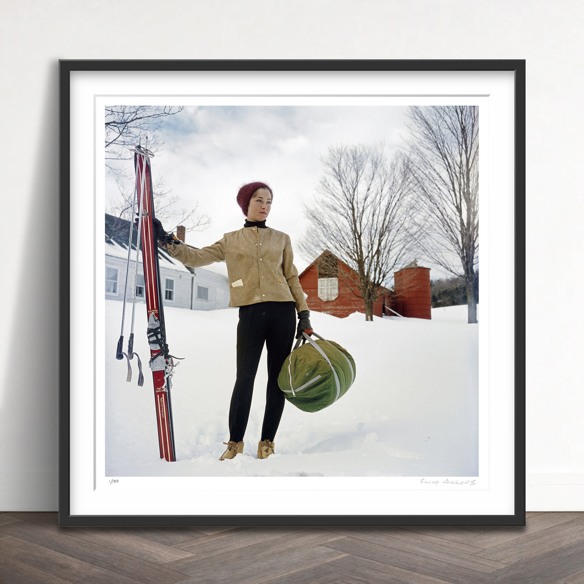 Slim Aarons Limited Edition Estate Stamped skiing in stowe limited edition 1158180855 Framed