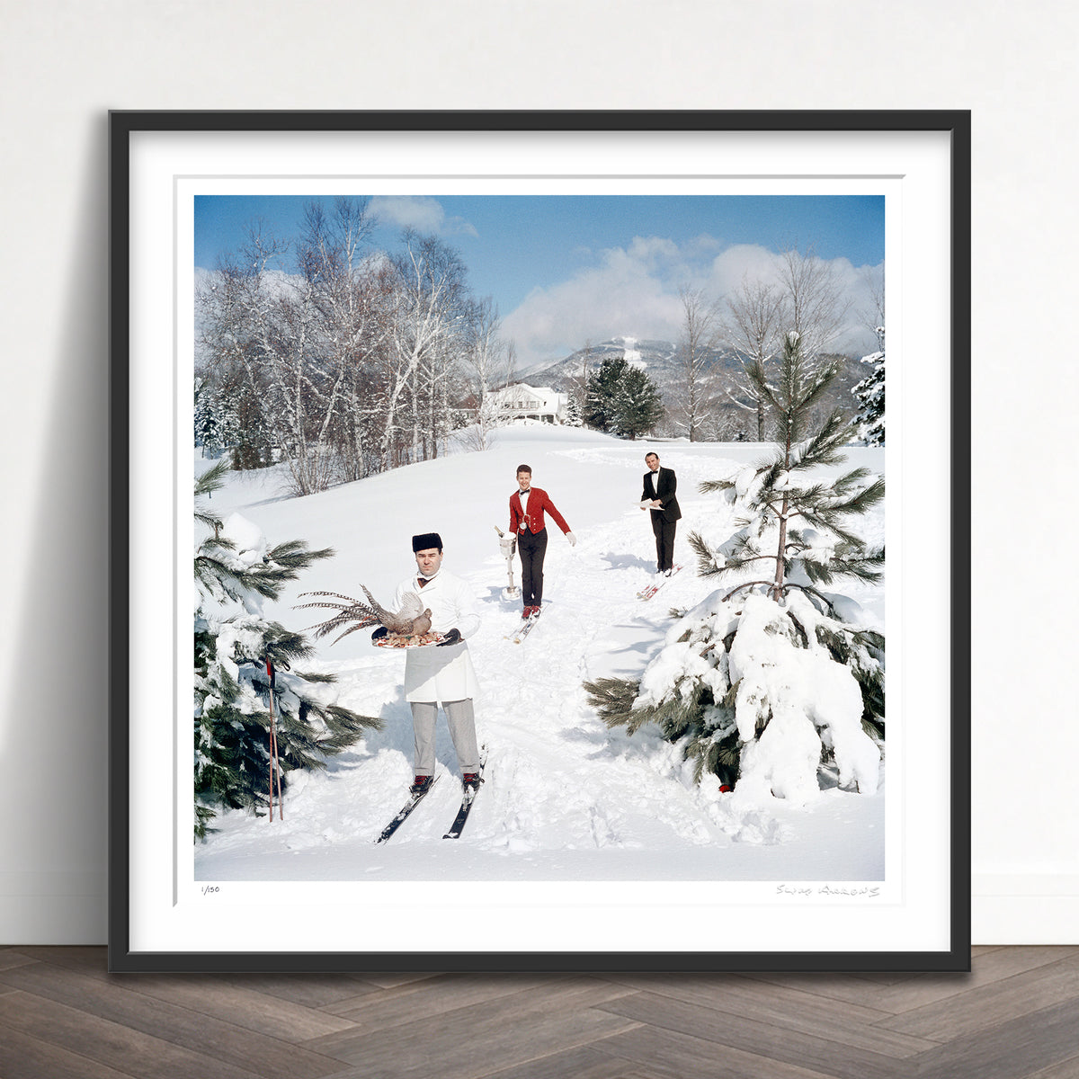 Slim Aarons Limited Edition Estate Stamped skiing waiters limited edition 114269821 Framed
