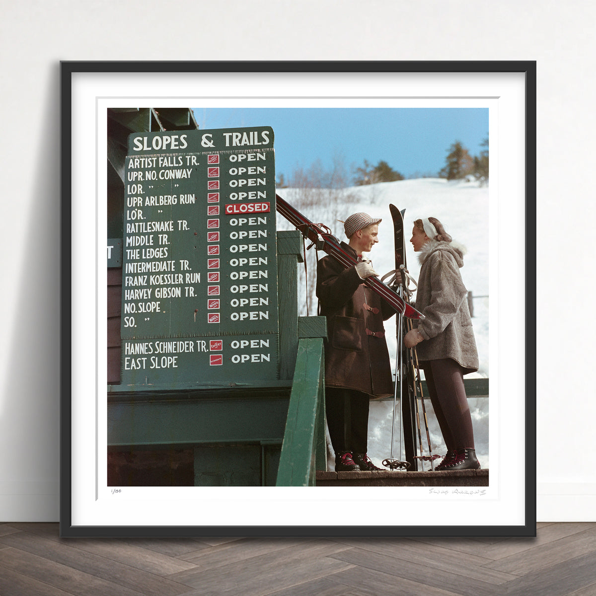 Slim Aarons Limited Edition Estate Stamped slopes trails limited edition 1158180852 Framed