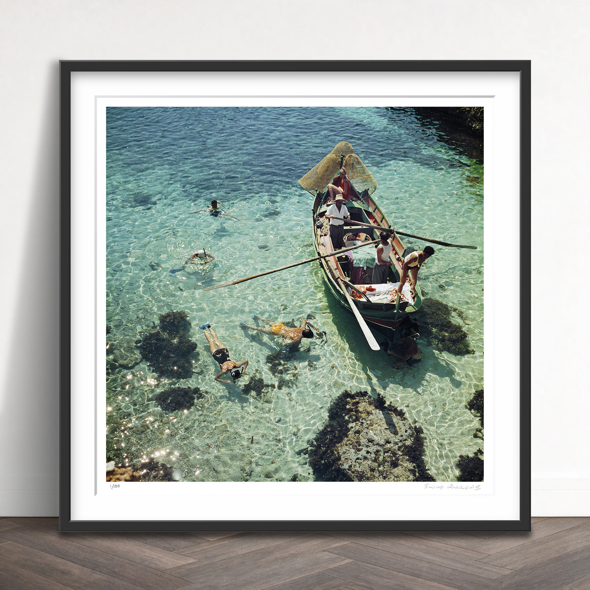 Slim Aarons Limited Edition Estate Stamped snorkelling in the shallows limited edition 745209357 Framed