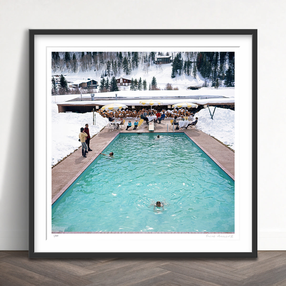 Slim Aarons Limited Edition Estate Stamped snow round the pool limited edition 77442897 Framed