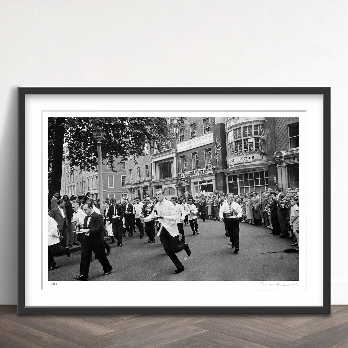 Slim Aarons Limited Edition Estate Stamped soho waiters race limited edition 109744461 Framed