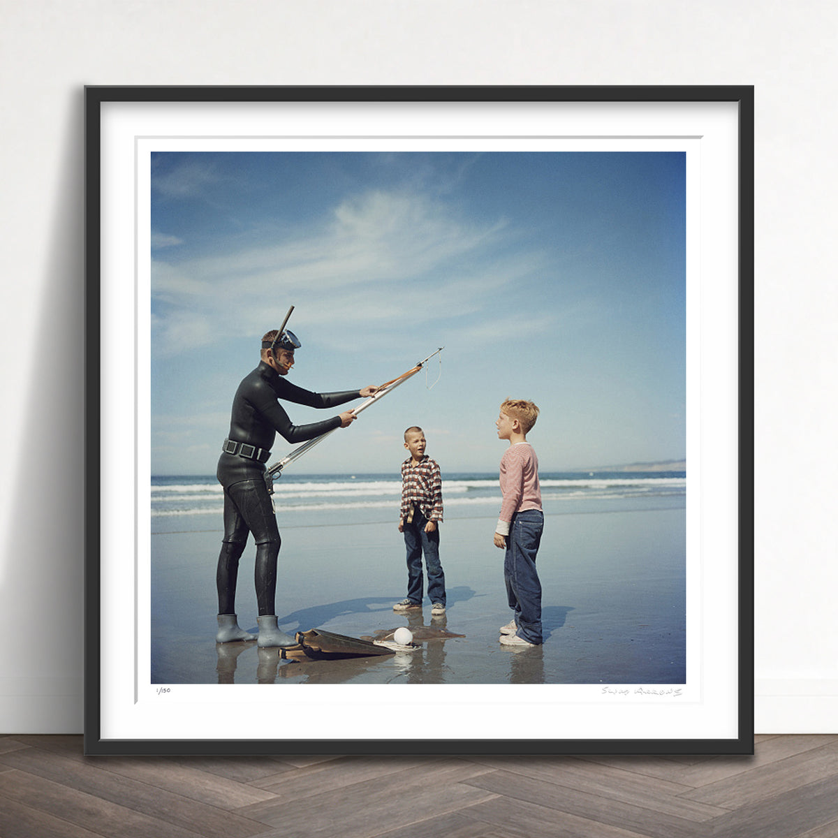 Slim Aarons Limited Edition Estate Stamped spear fishing in san diego limited edition 120817124 Framed