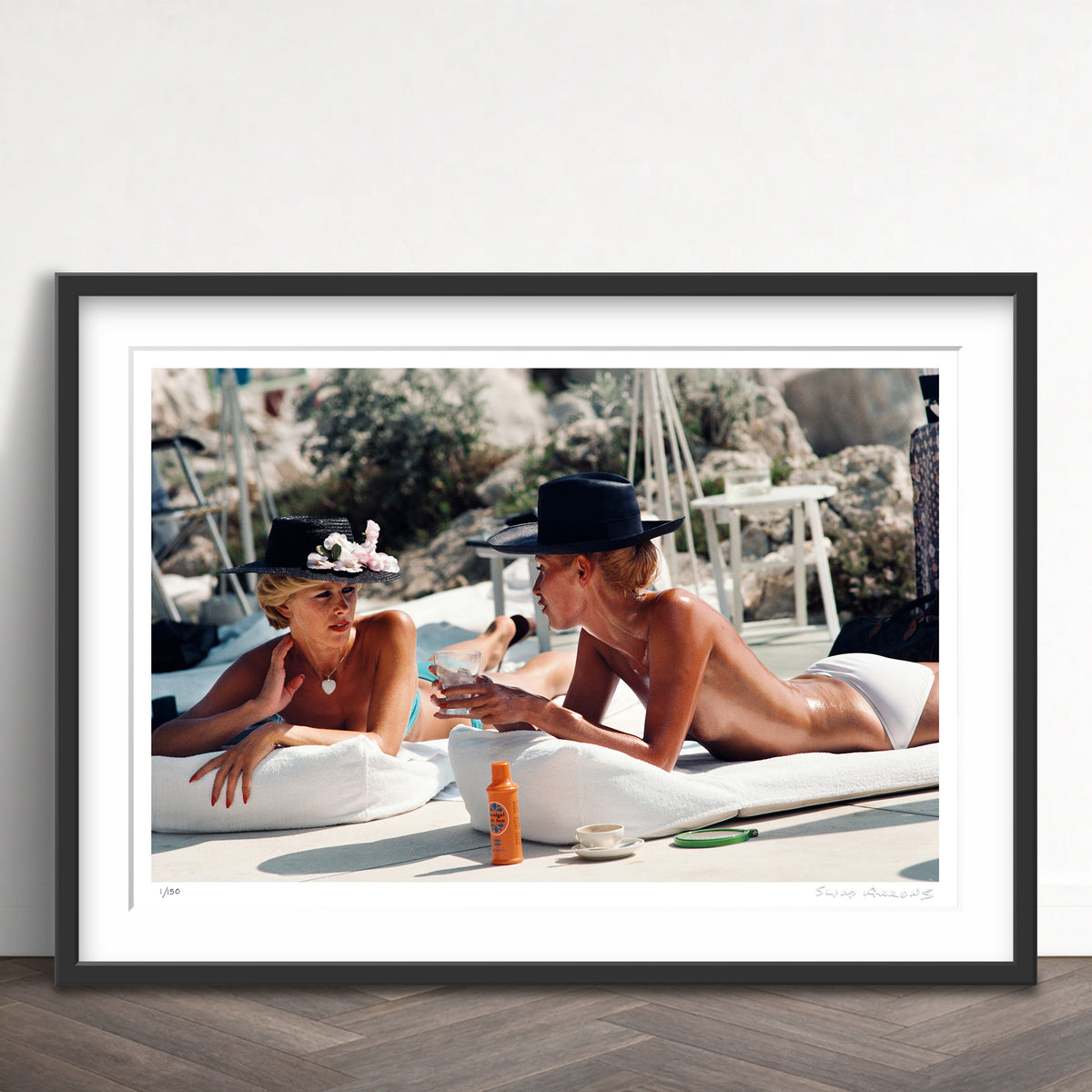 Slim Aarons Limited Edition Estate Stamped sunbathing in antibes limited edition 77440347 Framed