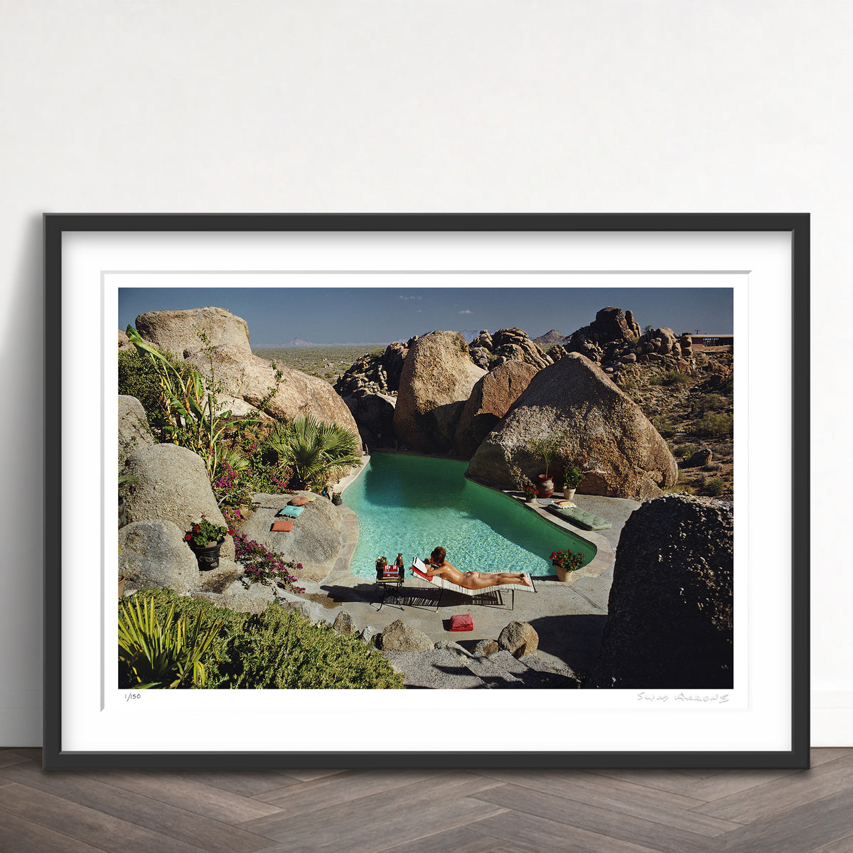 Slim Aarons Limited Edition Estate Stamped sunbathing in arizona limited edition 77442852 Framed