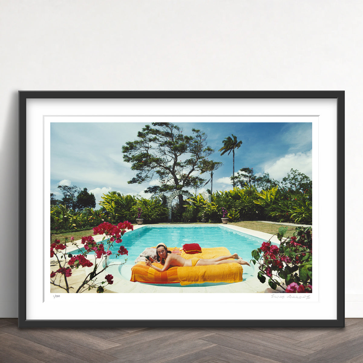 Slim Aarons Limited Edition Estate Stamped sunbathing in barbados limited edition 77442656 Framed