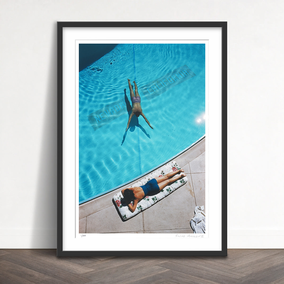 Slim Aarons Limited Edition Estate Stamped swimmer and sunbather limited edition 77442701 Framed