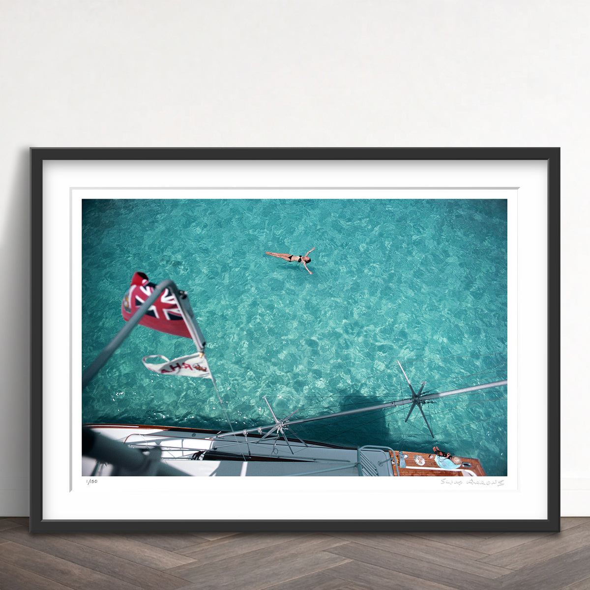 Slim Aarons Limited Edition Estate Stamped swimming in bermuda limited edition 554350655 Framed