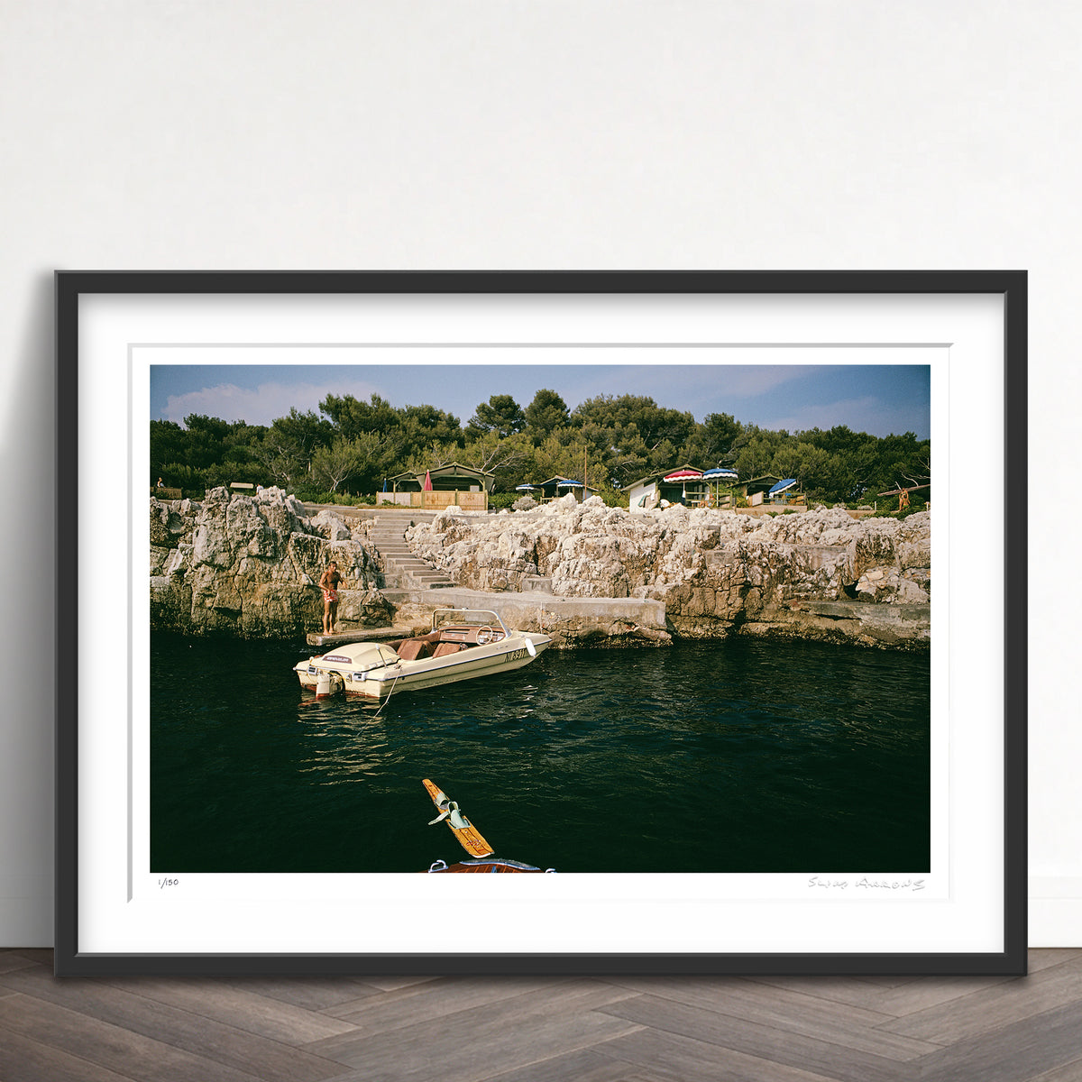 Slim Aarons Limited Edition Estate Stamped towboat at hotel du cap eden roc limited edition 483570241 Framed