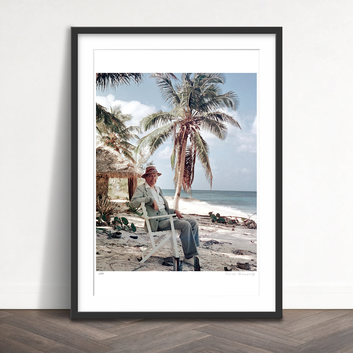 Slim Aarons Limited Edition Estate Stamped ts eliot on the beach limited edition 1424273175 Framed
