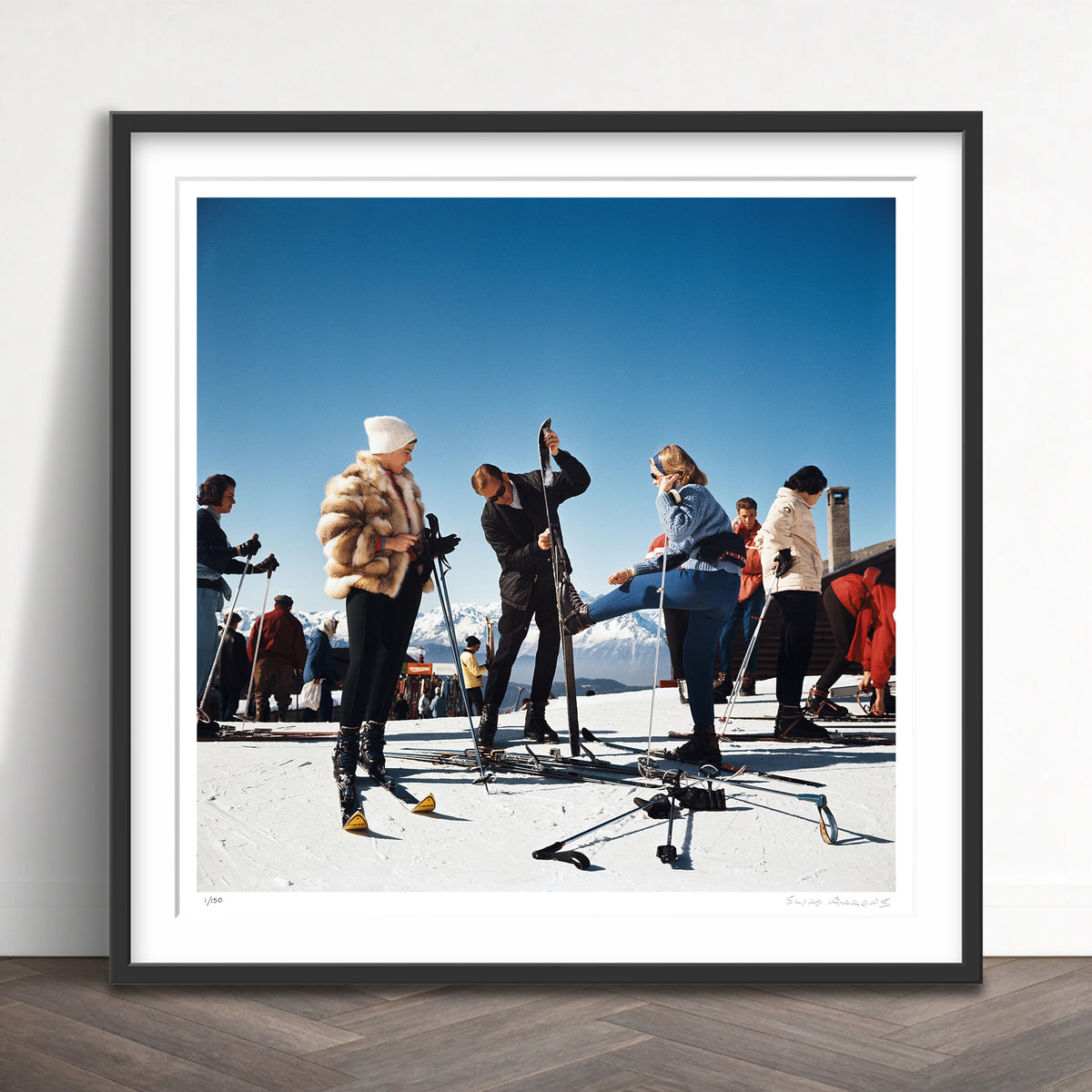 Slim Aarons Limited Edition Estate Stamped verbier skiers limited edition 52043588 Framed