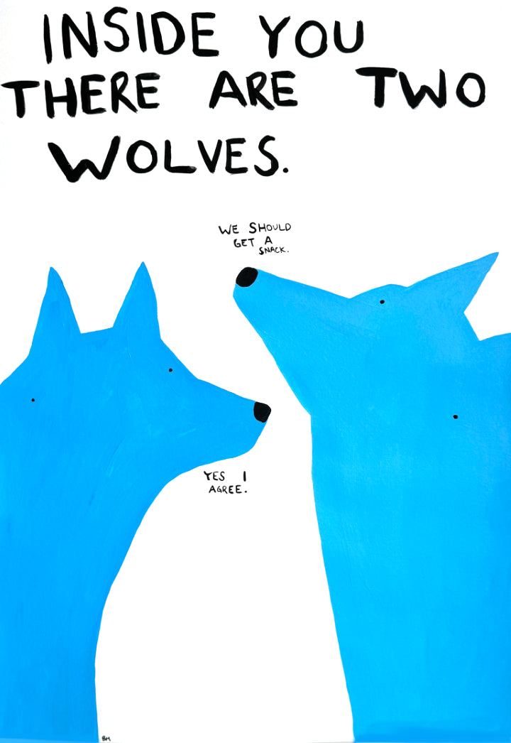 Two Wolves (Framed) by Billy Murphy, a original acrylic on 310gsm southbank coarse from 2024