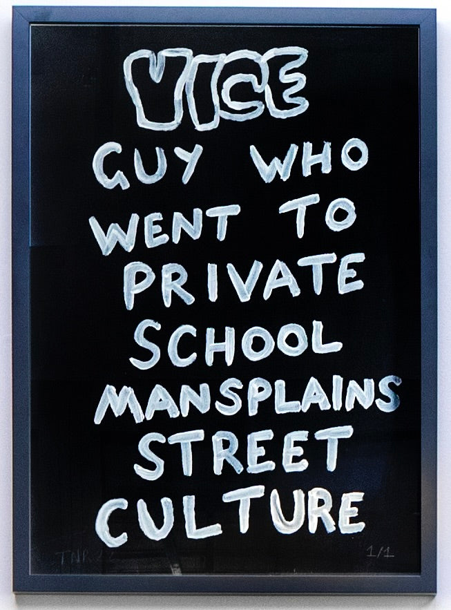 Vice: Private School (Framed) by Times New Roadman, a hand-finished hand finished screen print on 310gsm south bank coarse from 2022