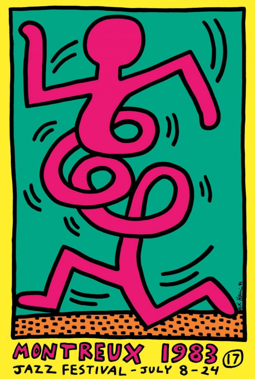 Montreux Jazz Festival (Yellow) (Framed) by Keith Haring