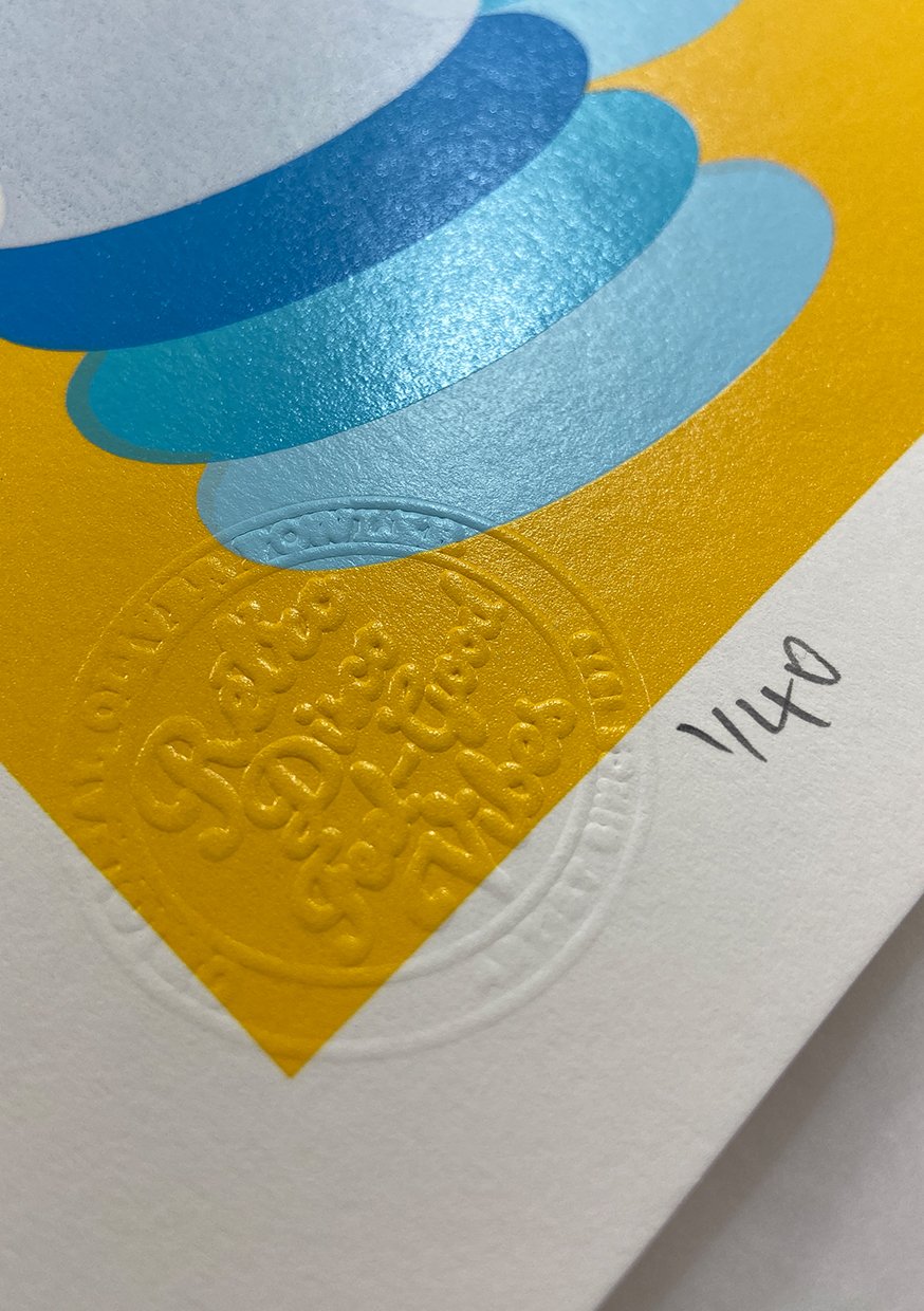 Paradise (Yellow) by Oli Fowler, a limited edition 5 layer screen print on 300gsm somerset satin paper  from 2020