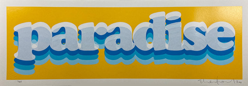 Paradise (Yellow) by Oli Fowler, a limited edition 5 layer screen print on 300gsm somerset satin paper  from 2020