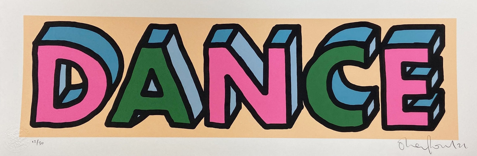 DANCE by Oli Fowler, a limited edition 6 layer screen print on 300gsm madrid litho with deckled edges from 2020