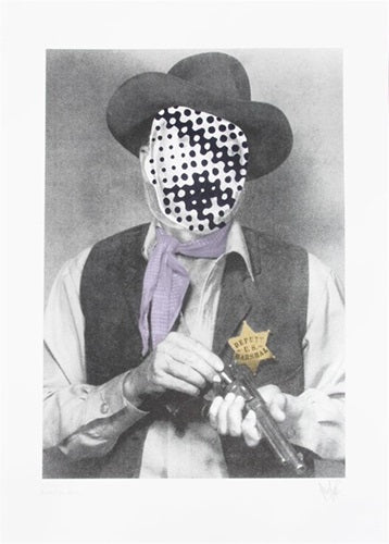 Cowboy With Gun by Russell Marshall, a limited edition 5 colour screen print on somerset satin 300gsm paper from 2018