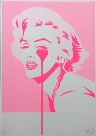 Pink Marilyn by Pure Evil, a limited edition 1 colour screenprint on 330gsm fedrigoni paper from 2018