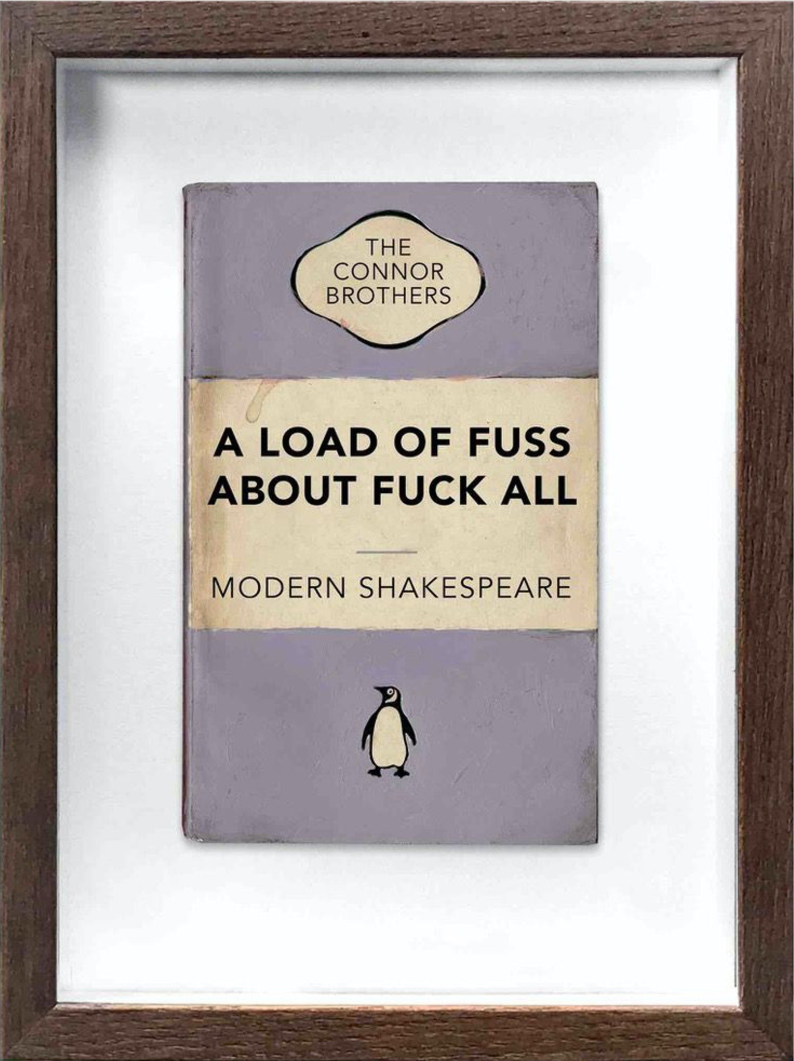 A Load Of Fuss – Lilac (Framed) by The Connor Brothers, a limited edition hand painted vintage paperback book with silkscreen from 2019