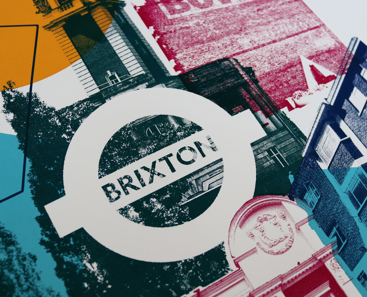 Brixton by Underway Studio, a limited edition 4 colour screenprint on southbank smooth 300gsm paper from 2020