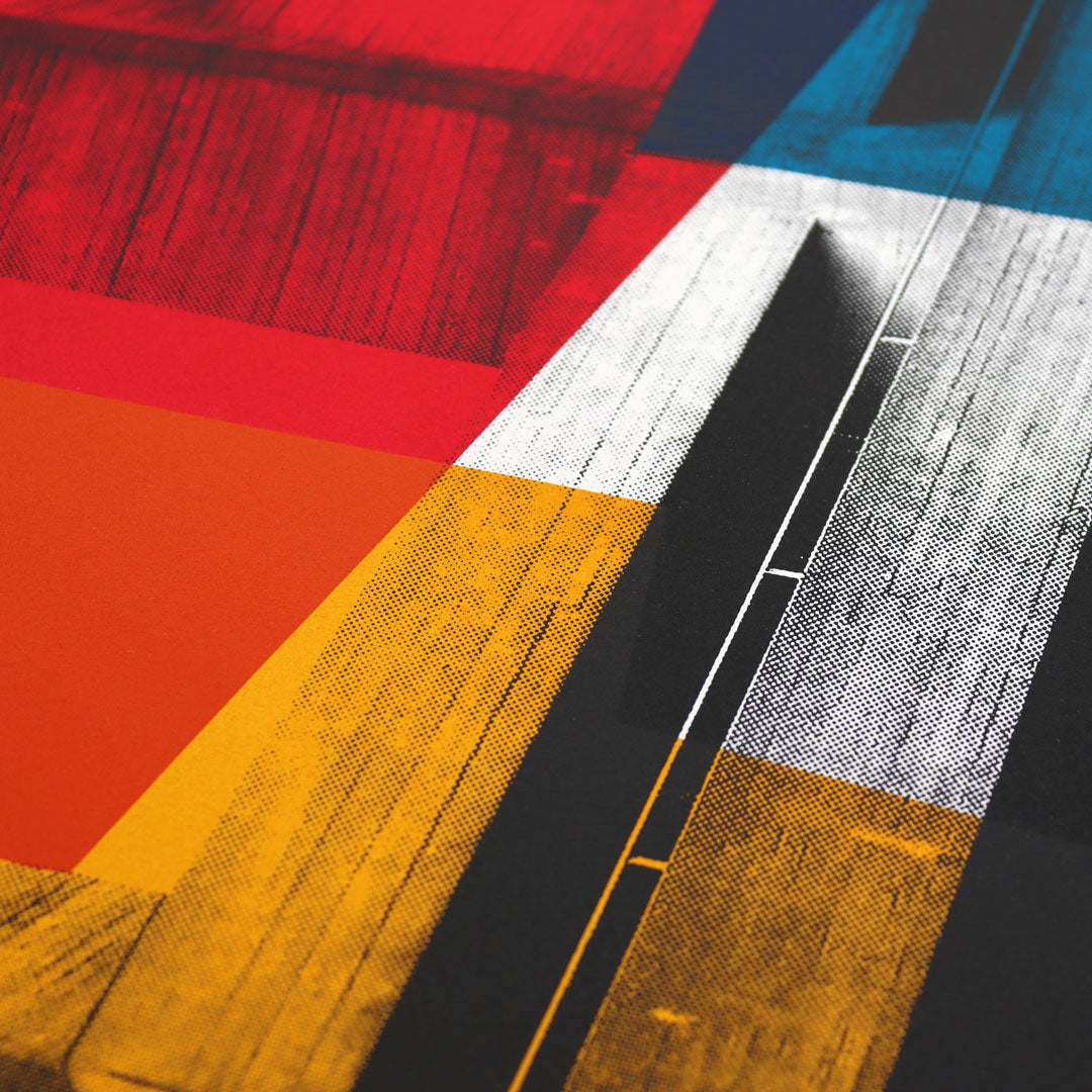 Brutal Forms III (Collectors Edition) by Underway Studio, a limited edition 4 colour screenprint on somerset velvet 300gsm paper with four deckled edges from 2021