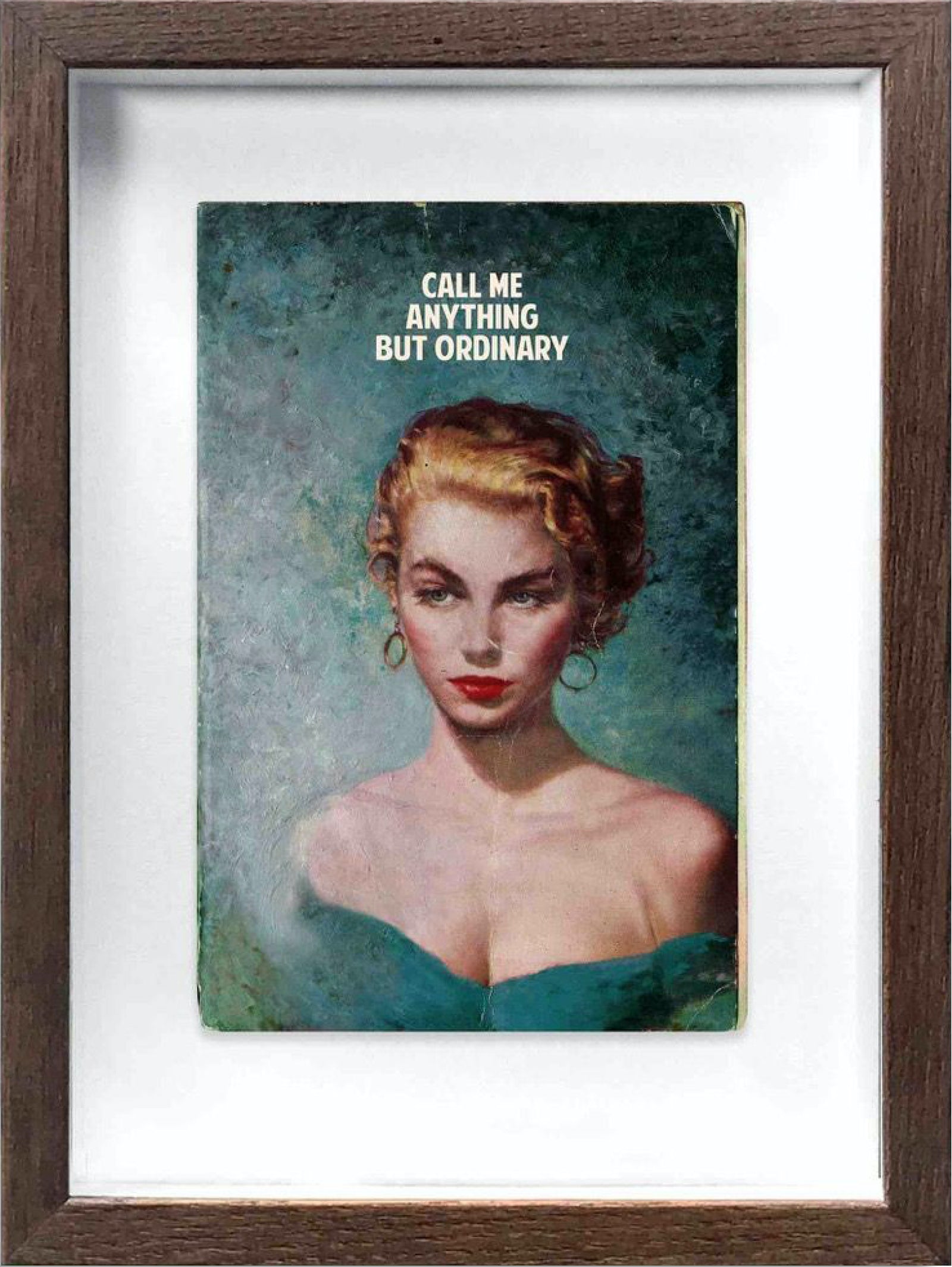 Call Me Anything – Green (Framed) by The Connor Brothers, a limited edition hand painted vintage paperback book with silkscreen from 2019