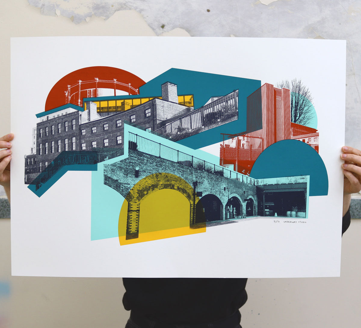 Coal Drops Yard by Underway Studio, a limited edition 5 colour screenprint on southbank smooth 300gsm paper from 2021