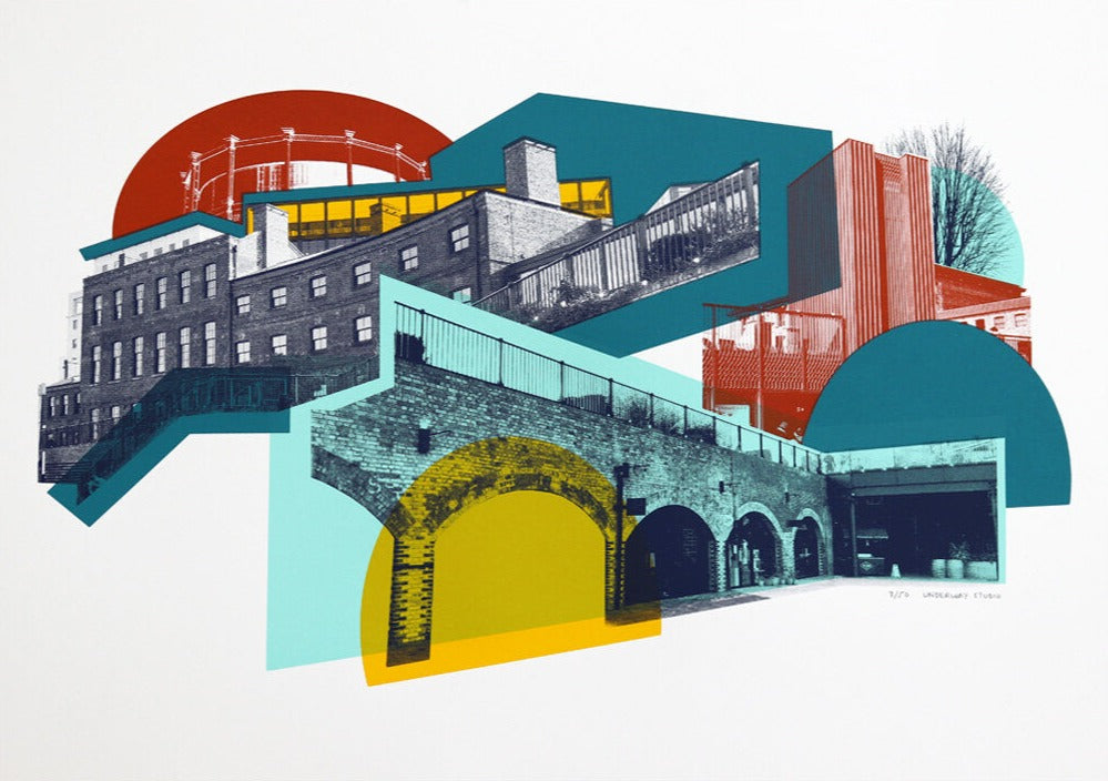 Coal Drops Yard by Underway Studio, a limited edition 5 colour screenprint on southbank smooth 300gsm paper from 2021