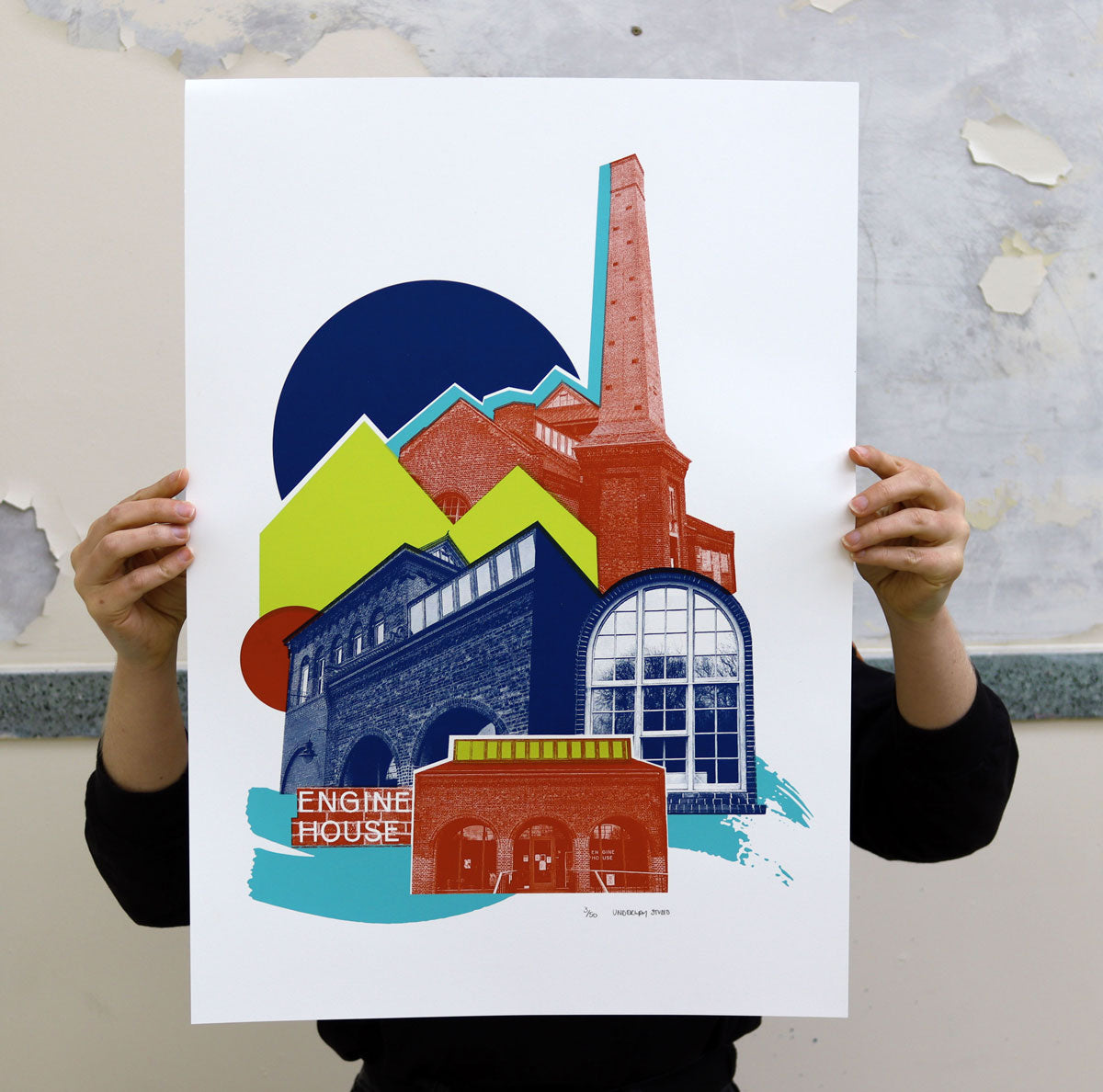 Engine House by Underway Studio, a limited edition 4 colour screenprint on southbank smooth 300gsm paper from 2021
