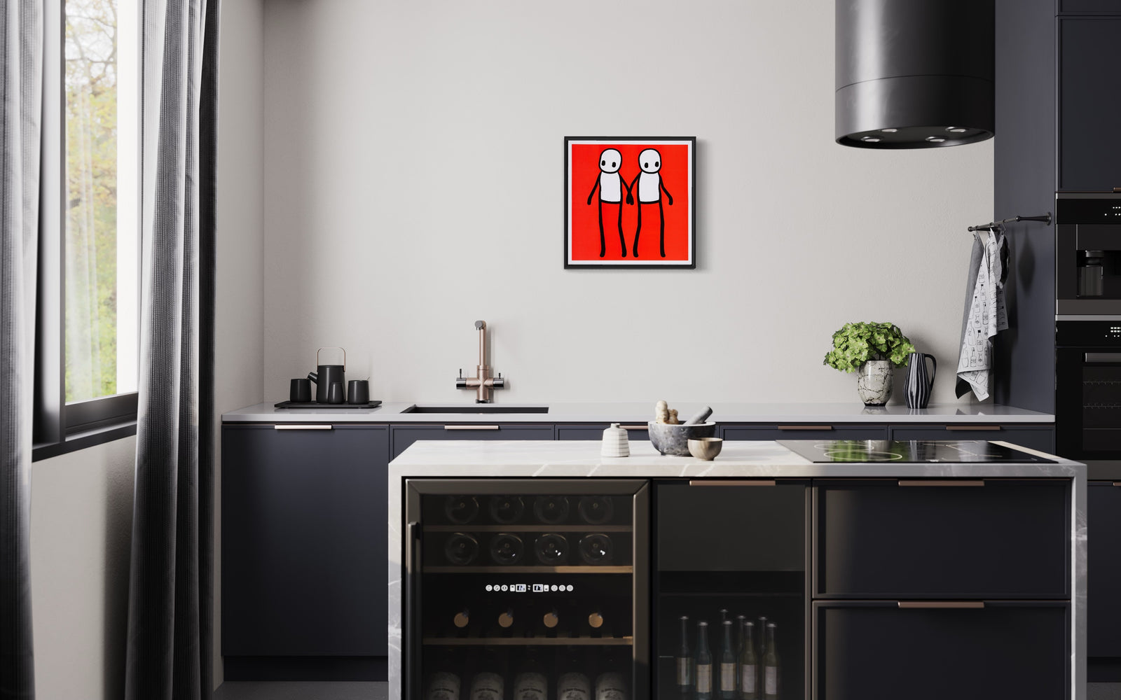 Holding Hands - Red (Unsigned) (Framed) by Stik, a limited edition lithographic poster in colours on 140gsm wove.  from 2020